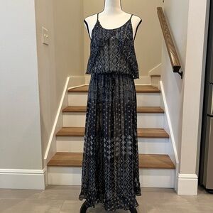 Elegant Black Geometric Pattern Dress